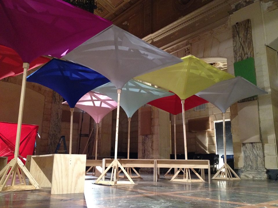 These stretched fabric canopies were made for a temporary exhibit and discussion about public space with the Van Alen Institute. 