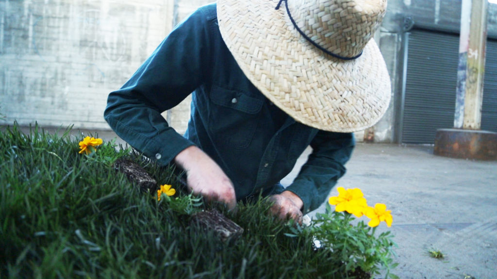 Maple Plywood, Plastic, Dirt, Grass: 
Lawn chair is a first of its kind rocking chair with a live grass cushion. 