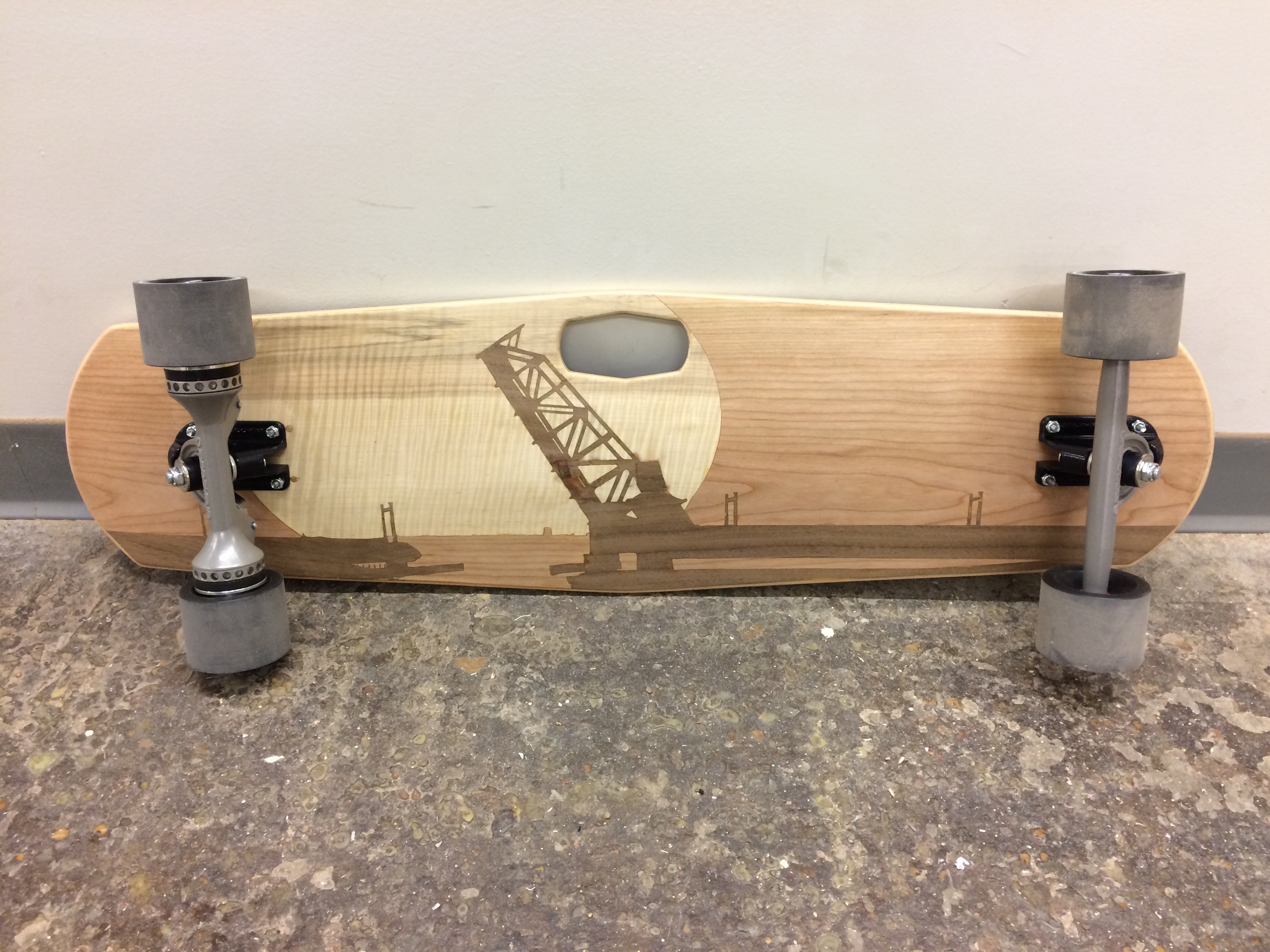 I taught a skateboard building class at the MIT Hobby Shop. I built this board as an example for the class.