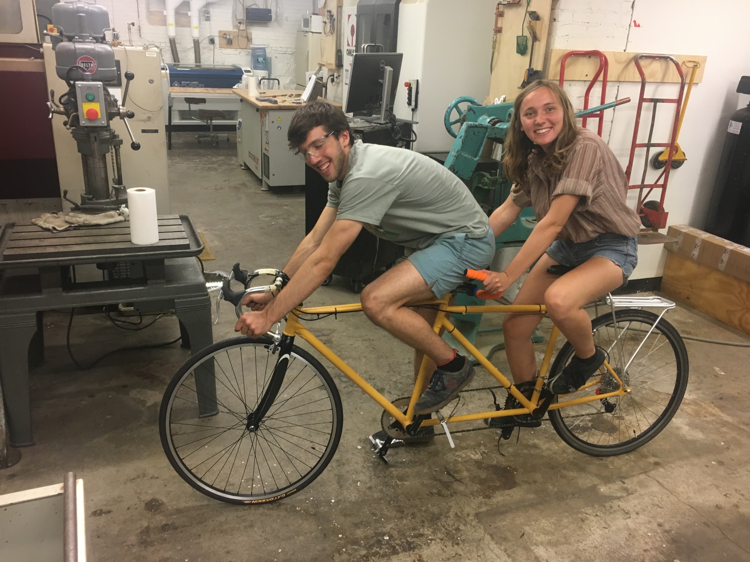One of the beautiful things about the Hobby Shop is that it is a space open to all students, faculty, staff and alums to make whatever they want. Abe and Clem built this tandem bike from two old frames and some scrap metal. They left the day after graduation and rode it across the country from Massachusetts to Oregon.