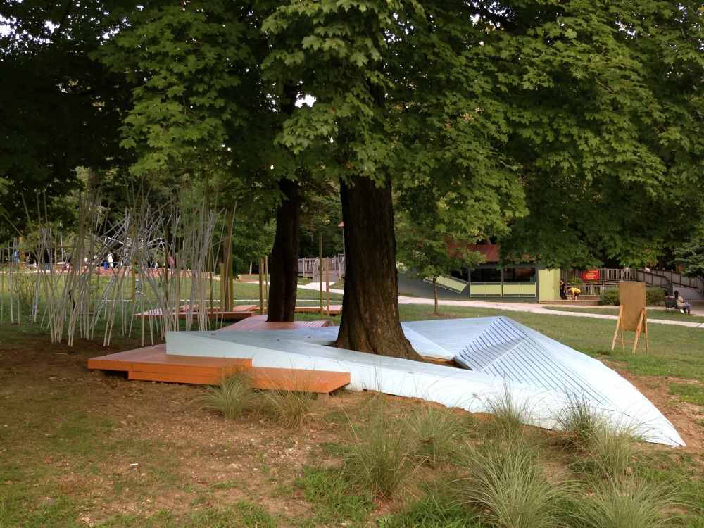 In a partnership with Smith Playground we created an adventure play space in the midst of Fairmount Park. The play space is meant to encourage a nontraditional type of playground interaction. 