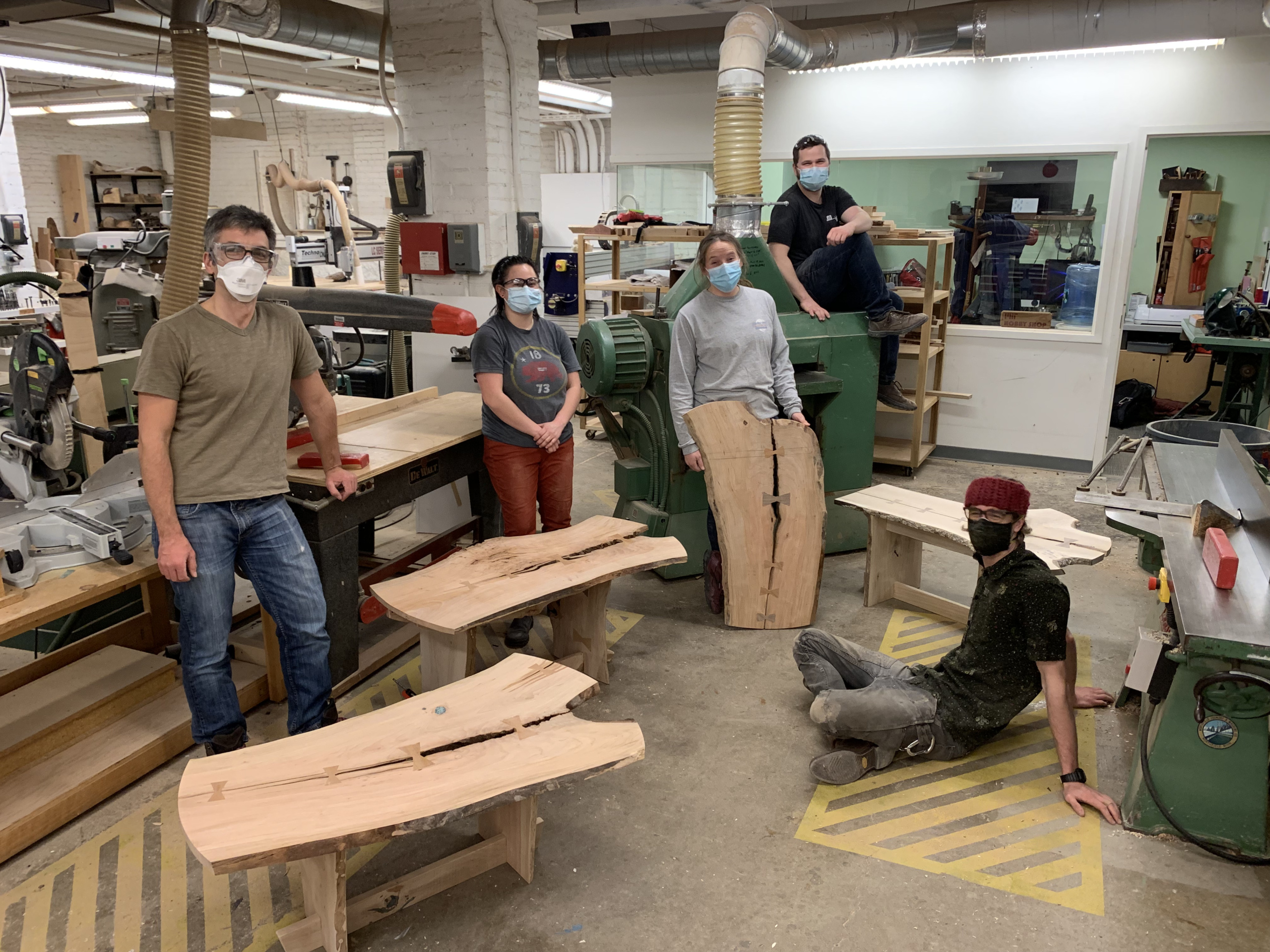 In January, we teach beginners wood working classes in the Hobby Shop. In 2022, I chose to teach a live-edge coffee table project. Despite the class being more complex than most entry level classes, the students excelled. Students learned basic machine use like the jointer, planer and table saw as well as hand tools, some CNC operation and complex joinery.