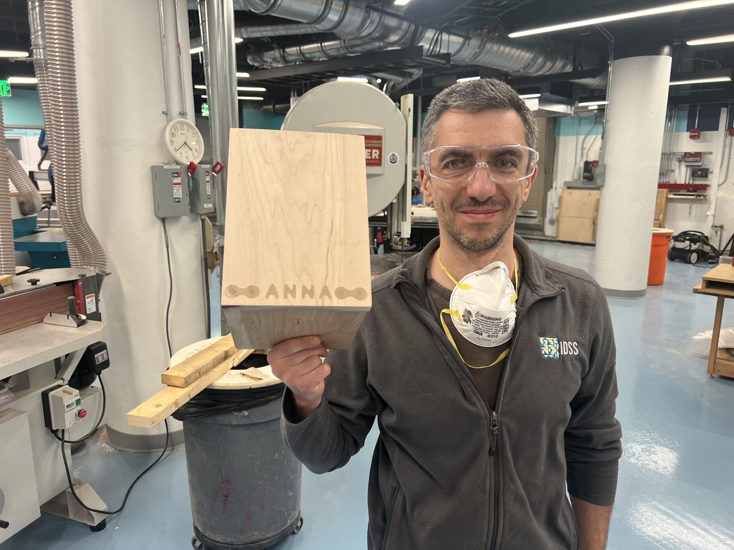 Pictured here is a student in a CNC joinery class at MIT. He was prototyping a box for his child.