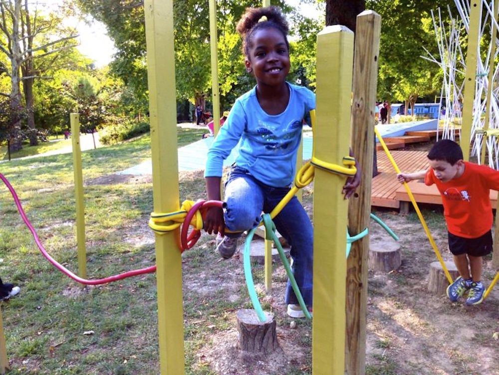 Some parts of the play space appear unfinished but the intention is to encourage the children occupying the space to discover new types of play. 